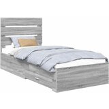 vidaXL Konstrukcija postelje Siva Sonoma in srebrna 75 x 190 cm, (5000113753) | Shoptok.si