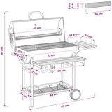 Roštilj bačva s kotačima i policama 3 kom. 115 x 85 x 95 cm | shoptok.hr