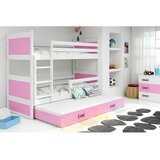 Rico drveni dečiji krevet na sprat sa tri kreveta - belo - rozi - 160x80 cm KE3NZ4G Cene