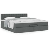 vidaXL Otomanski posteljni okvir z vzmetnico siv 180x200 cm blago | Shoptok.si