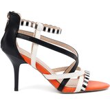 Shelvt Stiletto sandals with white and black straps | Shoptok.si