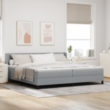 vidaXL postelja s šprungom z vzmetnico svetlo siva 200x200 cm tkanina, postelja svetlo siva 200 cm tkanina | Shoptok.si
