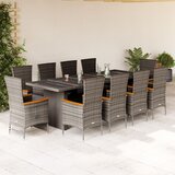 vidaXL 11-dijelni vrtni blagovaonski set s jastucima poliratan sivi | shoptok.hr