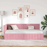 vidaXL Kotna postelja z vzglavjem Roza 90 x 190 cm Žamet | Shoptok.si