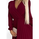 Numoco pleated dress with long sleeves and neckline | ePonuda.com