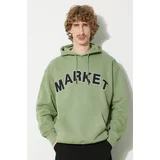 Market Pamučna dukserica Community Garden Hoodie za muškarce, boja: zelena, s kapuljačom, s aplikacijom, 397000580