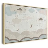  Slika - Cloudy Night Sky - Moons in Brown and Beige Hues Among Clouds and Numerous Little Stars on a Light Background 90x60 U pr | shoptok.hr