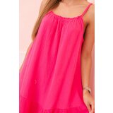 Kesi Włoski Women's muslin dress with straps and frill pink | shoptok.hr