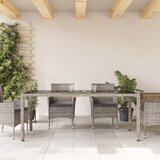  Vrtni stol sa staklenom pločom sivi 190x90x75 cm od poliratana | shoptok.hr