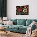  Slika - Tapestry Large Flowers Retro Floral Motif in Kilim Style 120x80 U prirodnom drvenom okviru | shoptok.hr