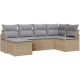  6-delni vrtni sofa set z blazinami Bež Poli Ratan | Shoptok.si