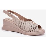 VINCEZA Womens Leather Wedge Sandals 41476 Beige | shoptok.hr