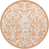 Vanjski Zunanja preproga oranžna in bela Ø120 cm PP | Shoptok.si