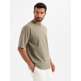 Ombre Men's LOOSE FIT cotton t-shirt with round neckline - khaki | shoptok.hr