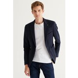 Altinyildiz classics Men's Navy Blue Slim Fit Slim Fit Swallow Collar Navy Blue Jacket