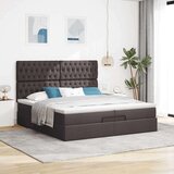  Otomanski posteljni okvir z vzmetnicami rjav 200x200 cm blago, (21653257) | Shoptok.si