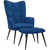 vidaXL Stol za sproščanje s stolčkom moder žamet, (20821745) | Shoptok.si