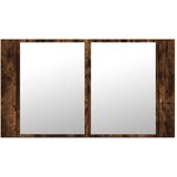 vidaXL LED kopalniška omarica z ogledalom dim. hrast 80x12x45 akril | Shoptok.si