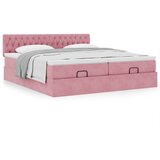 vidaXL Otomanski posteljni okvir z vzmetnicami roza 200x200cm žamet | Shoptok.si