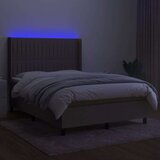  Box spring postelja z vzmetnico LED taupe 140x200 cm blago, (20902135) | Shoptok.si