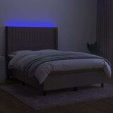  Krevet box spring s madracem LED smeđesivi 140x200 cm tkanina | shoptok.hr
