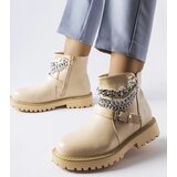 Gemre Beige ankle boots with decorative chains Mezzavia | shoptok.hr