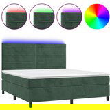 Maison Chic Box spring postelja - Vzmetna postelja z vzmetnico LED tem. zelena 160x200cm žamet SL22207, (21892667) | Shoptok.si