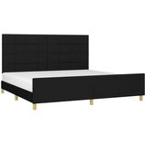  Posteljni okvir z vzglavjem črn 200x200 cm blago, (20794944) | Shoptok.si