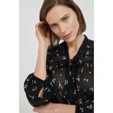 Emporio Armani Košulja za žene, boja: crna, regular, s izrezom na vezanje