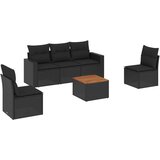  6-dijelni set vrtnih sofa s jastucima crni od poliratana | shoptok.hr