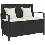 vidaXL Vrtna klop za shranjevanje z blazino Black Poly Rattan | Shoptok.si