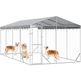 Vanjski kavez za pse s krovom srebrni 3x6x2,5 m pocinčani čelik | shoptok.hr
