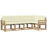 vidaXL Zunanja garnitura za sedenje z blazino 5 pcs Bela in krem, (5000282282) | Shoptok.si