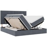 vidaXL Krevet s LED trakama s pohranom Tamno siva 200 x 200 cm Baršun - Tamno siva 200 x 200 cm Blok sa kvadratićima | shoptok.hr