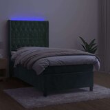  Krevet box spring s madracem LED tamnozeleni 90x200 cm baršun | shoptok.hr
