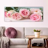 Wallxpert slika na platnu YTY7303508334, svetloroze ruže na beloj drvenoj podlozi, 30 x 80 cm | Eponuda.com