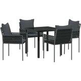 vidaXL Set od 3 Crna, Tamno siva PE ratan Standard Čvrsta | shoptok.hr