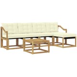 vidaXL Zunanja garnitura za sedenje z blazino 6 pcs Bela in krem, (5000280636) | Shoptok.si