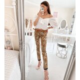 Gemre Beige Trousers in Golden Leopard Print Lévesque | Shoptok.si