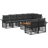  Set vanjskih sofa 9 pcs Crna i tamno siva poliratan | shoptok.hr