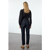 Trendyol Dark Blue High Waist Straight Jeans Cene