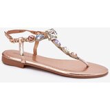 Boto Womens sandals on flat heel with crystals rose gold Fiolalia | ePonuda.com