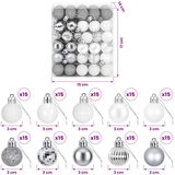  Set božićnih kuglica 150 kom. Bijela i siva 3 cm Polistiren | shoptok.hr