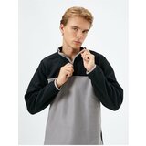 Koton Fleece Sweatshirt Half Zipper Color Block Slogan Detailed. Cene