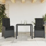 vidaXL 3-dijelni vrtni blagovaonski set s jastucima od poliratana crni | shoptok.hr