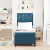 vidaXL Box Spring postelja z vzmetnico in LED temno modra 80x200 cm žamet | Shoptok.si