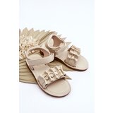 EVENTO Children's Sandals With Velcro Hearts Beige Havana | Shoptok.si