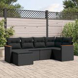  6-dijelni set vrtnih sofa s jastucima crni od poliratana | shoptok.hr