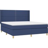  Krevet box spring s madracem LED plavi 160x200 cm od tkanine | shoptok.hr