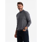Ombre Men's knitted half-golf with viscose - grey melange | Shoptok.si